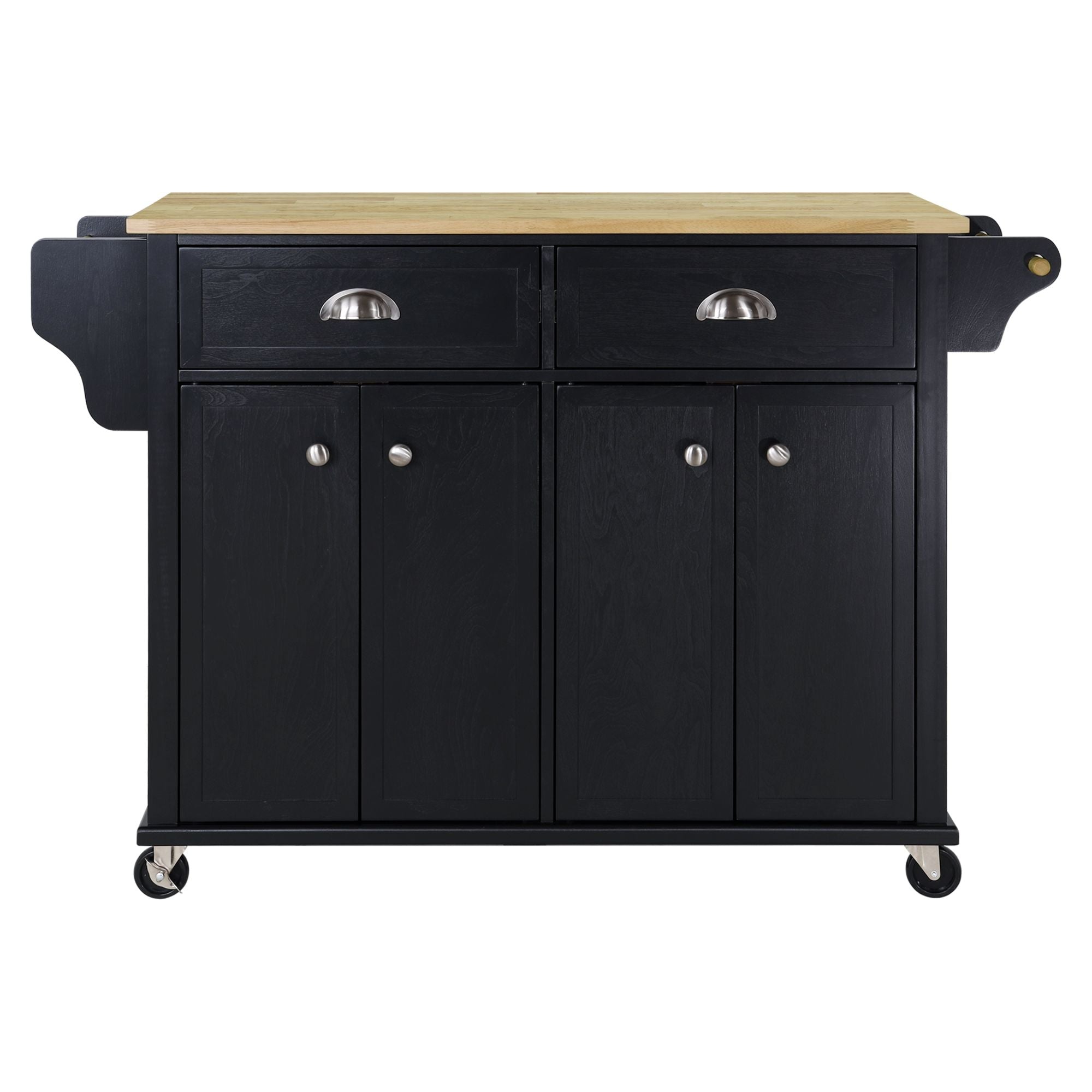 Cambridge Natural Wood Top Kitchen Island with Storage Doba